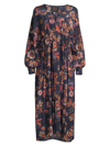 JOHNNY WAS WOMEN'S ATHENA FLORAL DRAWSTRING MIDI-DRESS