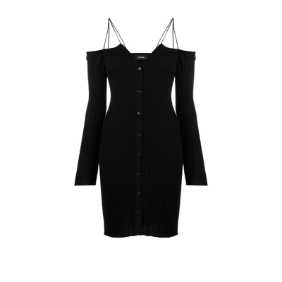 Lisa Yang Black Off-the-shoulder Cashmere Mini Dress