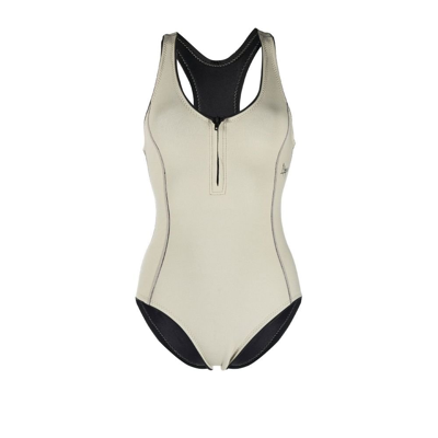 Abysse Zip-up Reversible Performance Swimsuit In Neutrals