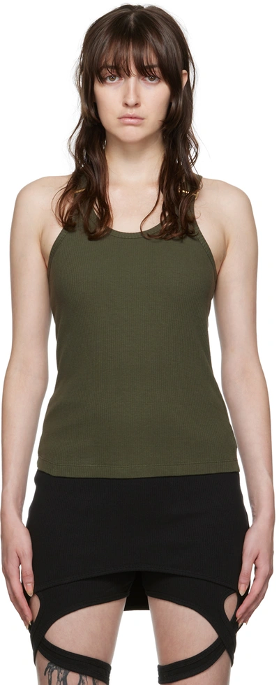 Dion Lee Khaki E-hook Tank Top In Grün