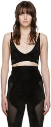 DION LEE BLACK CHENILLE INTARSIA BRA