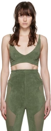 Dion Lee Khaki Chenille Intarsia Bra In Shadow Green/shadow