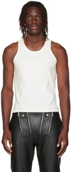 DION LEE WHITE RIB SHIFT TANK TOP