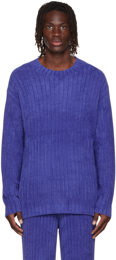 Dion Lee Ribbed-knit Fitted Sweatshirt In Blue