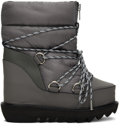 Sacai Gray Lace-up Ankle Boots In 301 Gray