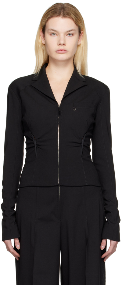 Jacquemus La Veste Neru Slim-fit Stretch-wool Jacket In Black