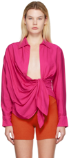 Jacquemus Pink Draped Shirt La Chemise Bahia In Viscose Woman