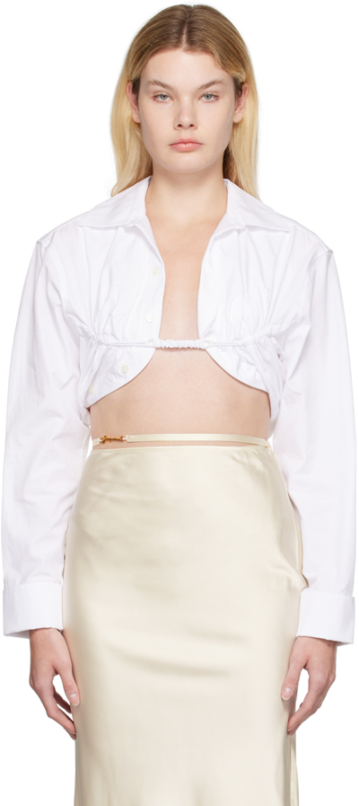 Jacquemus La Chemise Machou Cotton Poplin Bolero Shirt In White