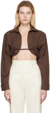 Jacquemus La Chemise Machou Gathered Cotton-poplin Blouse In 850 Brown
