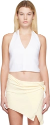 Jacquemus Le Haut Lino Halterneck Cropped Top In 100 White