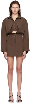 Jacquemus Layered Shirt Dress In 850 Brown