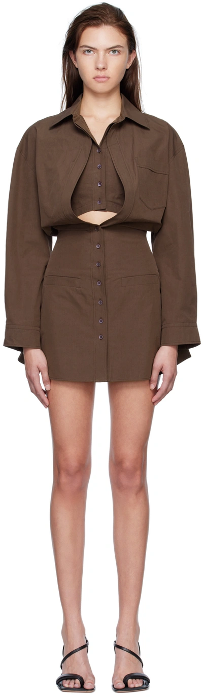 Jacquemus Brown 'la Robe Baunhilha' Minidress In 850 Brown