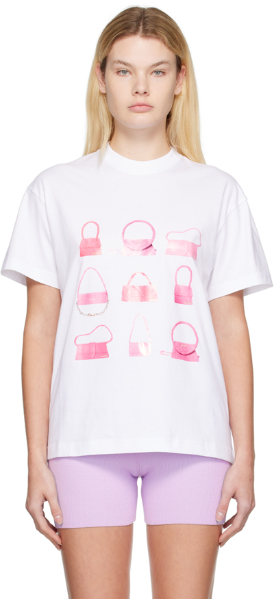 Jacquemus Le T-shirt Sacs Graphic-print Cotton-jersey T-shirt In White,pink