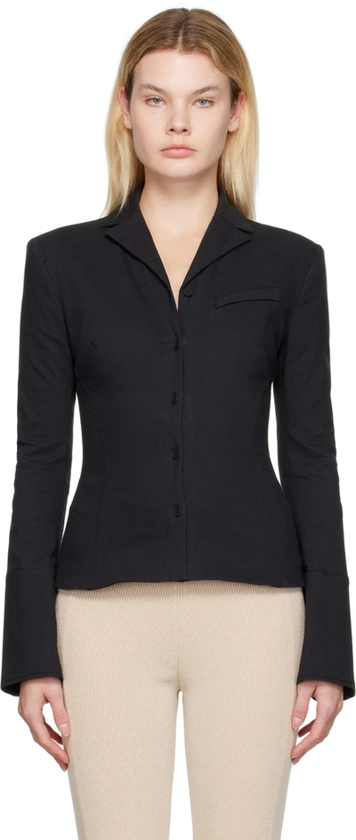 Jacquemus Black Le Papier 'la Veste Crema' Blazer In Blue