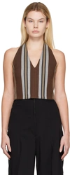 Jacquemus Striped Pattern Twill Vest In 8ak Brown Stripes