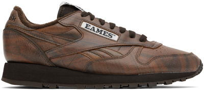 Reebok Brown Eames Edition Leather Classic Sneakers In Dark Brown/dark Brown/dark Brown