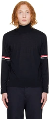 Thom Browne Men Rwb Wool Crewneck Jumper In 415 Navy