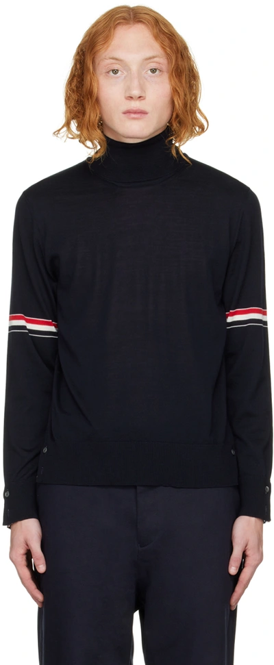 Thom Browne Navy Armband Sweater In Blue