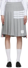 Thom Browne 4 Bar-stripe Step-hem Pleated Skirt In 055 Med Grey