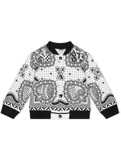 Dolce & Gabbana Babies' Bandana-print Bomber Jacket In White