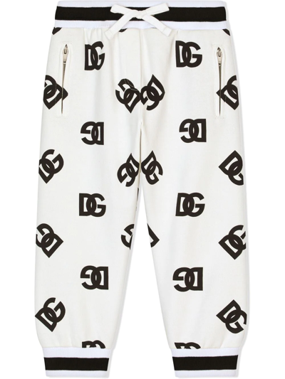 Dolce & Gabbana Kids' Jersey Jogging Pants With Dg Logo Print In Multicolor