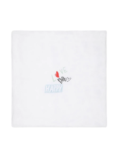 Dolce & Gabbana Babies' Dg Rock Cotton Blanket In White