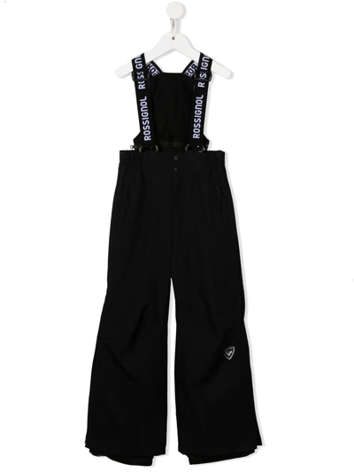 Rossignol Kids' Logo-print Button-front Dungarees In Black