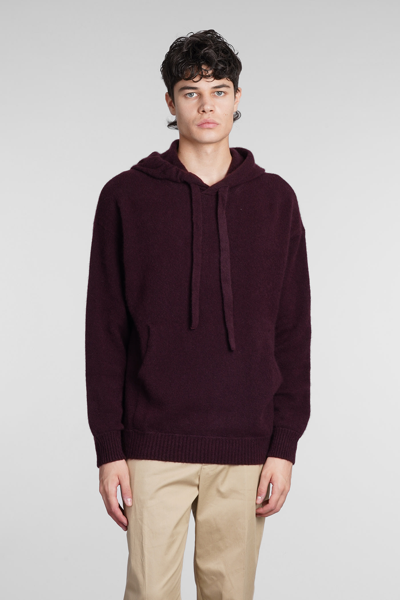 Laneus Drawstring Cashmere Knitted Hoodie In Rot