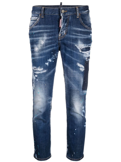 Dsquared2 Distressed-style Skinny Jeans In Blue