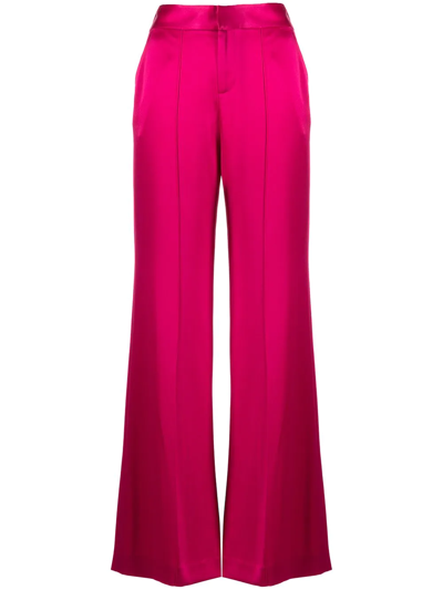 Alice And Olivia Dylan Wide-leg Trousers In Raspberry Satin