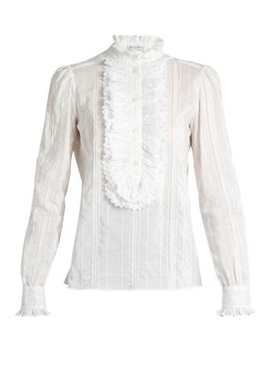 Bella Freud Brian Jones Cotton And Silk-blend Blouse In White