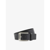 Hugo Boss Logo-embossed Leather Belt In Black