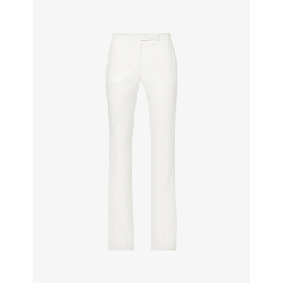 Alexander Mcqueen Pleated Flared Mid-rise Woven Trousers In Light Ivory