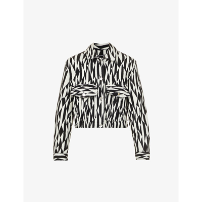 Song For The Mute Geometric-pattern Collared Regular-fit Wool Jacket In Black / White