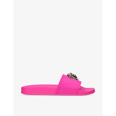 Versace Palazzo Medusa-plaque Moulded Sliders In Fuchsia