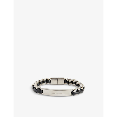 Saint Laurent Intertwined Brass And Leather Bracelet In Nikel/nero