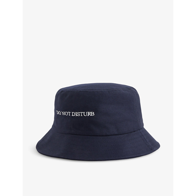 Ho Ho Coco Do Not Disturb Embroidered Cotton-canvas Cap In Navy