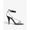 Saint Laurent Kiki Chain-embellished Leather Heeled Sandals In Black
