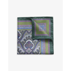 Eton Men's Silk Paisley Pocket Square, Green In Dark Green