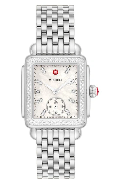 Michele Deco Mid Watch, 29mm In White/silver