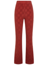 AMBUSH HIGH-WAISTED FLARED TROUSERS IN RUST BROWN VELVET WITH MONOGRAM MOTIF