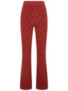 Ambush High-waisted Flared Trousers In Rust Brown Velvet With Monogram Motif In Brown