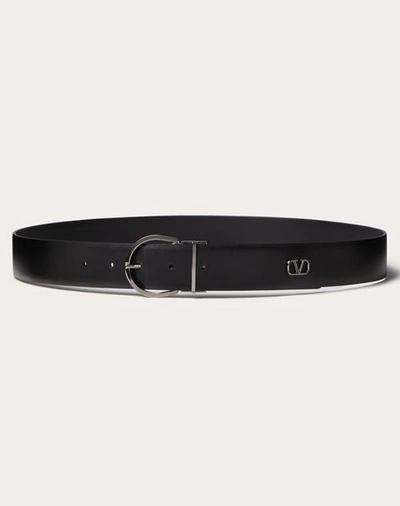 Valentino Garavani Mini Vlogo Signature Calfskin Belt 33mm / 1.3 In. In Black