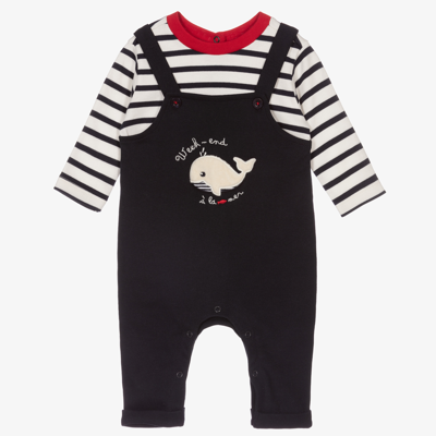 Week-end À La Mer Blue & Ivory Stripe Babysuit