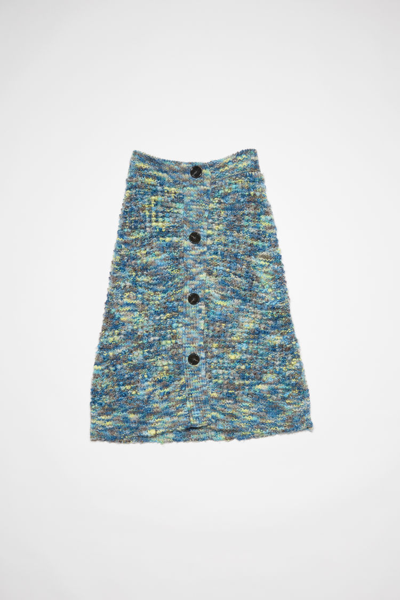 Acne Studios Fn-wn-skir000432 Blue/multi Button Down Ribbed Wool Skirt In Blue,multi