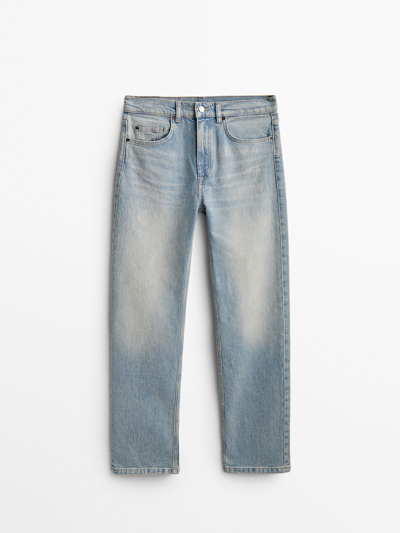 Massimo Dutti Tapered Fit High-waist Jeans In Light Blue | ModeSens