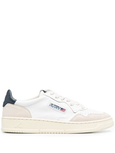 Autry Sneakes Uomo Medalist Low In Pelle E Suede Bianco Blu In White