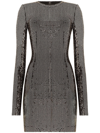 Dolce & Gabbana Silver-tone Sequin Metallic Long-sleeve Mini Dress In Metallic