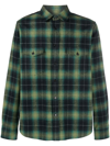 Saint Laurent Check-print Long-sleeve Shirt In Verde