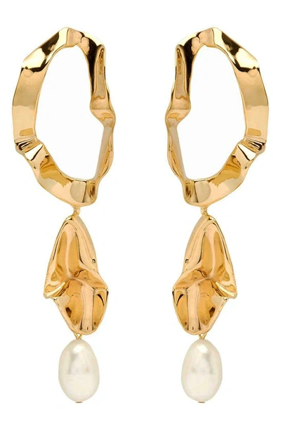 Sterling King Gold-plated Inside Out Pearl Drop Earrings
